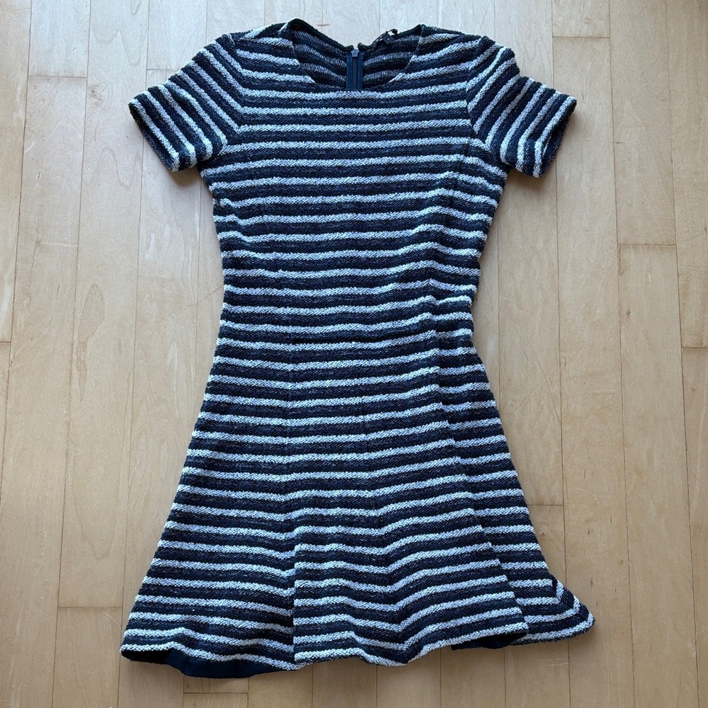 Theory Navy and White Textured Dress